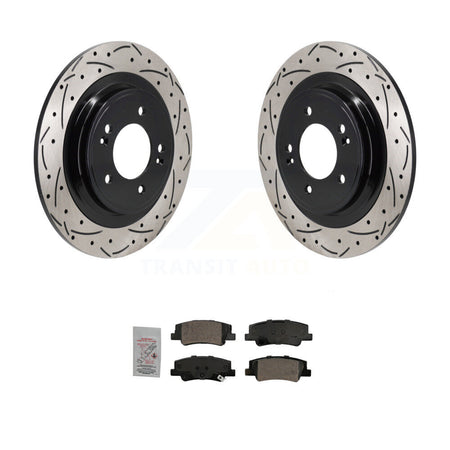 Rear Coated Drilled Slot Disc Brake Rotor Ceramic Pad Kit For Hyundai Tucson Kia Sportage KDA-103203
