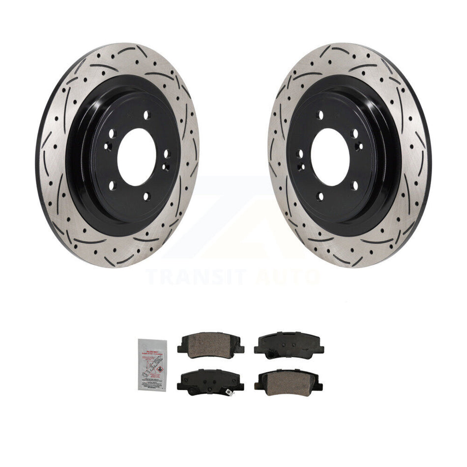 Rear Coated Drilled Slot Disc Brake Rotor Ceramic Pad Kit For Hyundai Tucson Kia Sportage KDA-103203