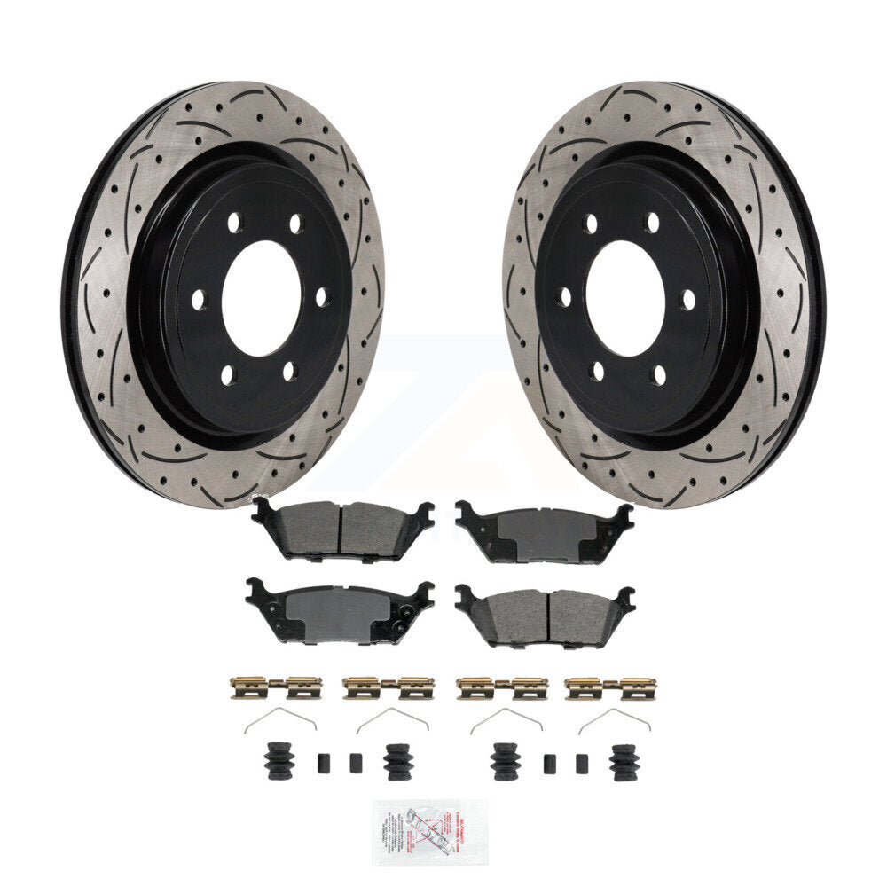 Rear Drilled Slot Brake Rotor & Semi-Metallic Pad Kit For Ford F-150 Lightning Expedition KDA-103205