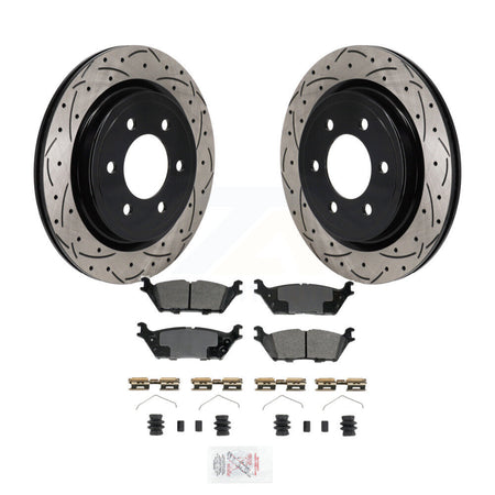 Rear Drilled Slot Brake Rotor & Semi-Metallic Pad Kit For Ford F-150 Lightning Expedition KDA-103205