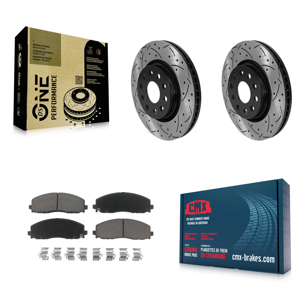 Front Coated Drilled Slotted Disc Brake Rotor Ceramic Pad Kit For Jeep Wrangler Gladiator KDC-100019