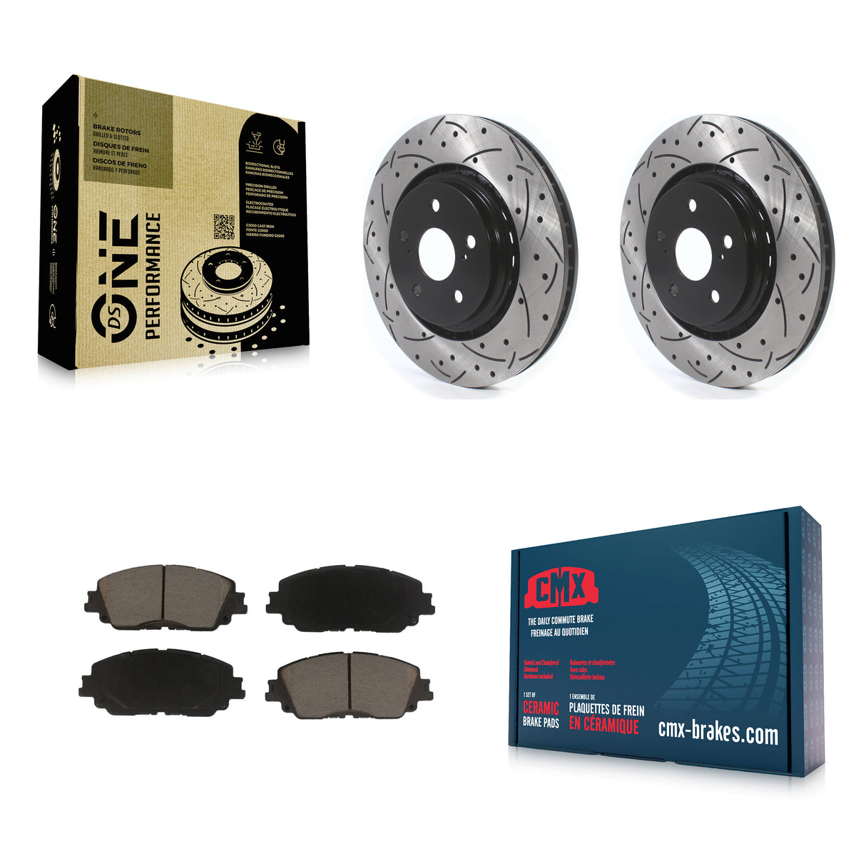Front Drill Slot Brake Rotors Ceramic Pad Kit For 20-23 Toyota Camry XSE With TRD Package KDC-100113
