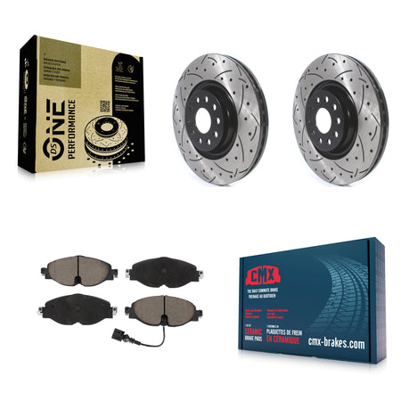 Front Coated Drilled Slotted Disc Brake Rotor Ceramic Pad Kit For Volkswagen Golf Audi A3 KDC-100199