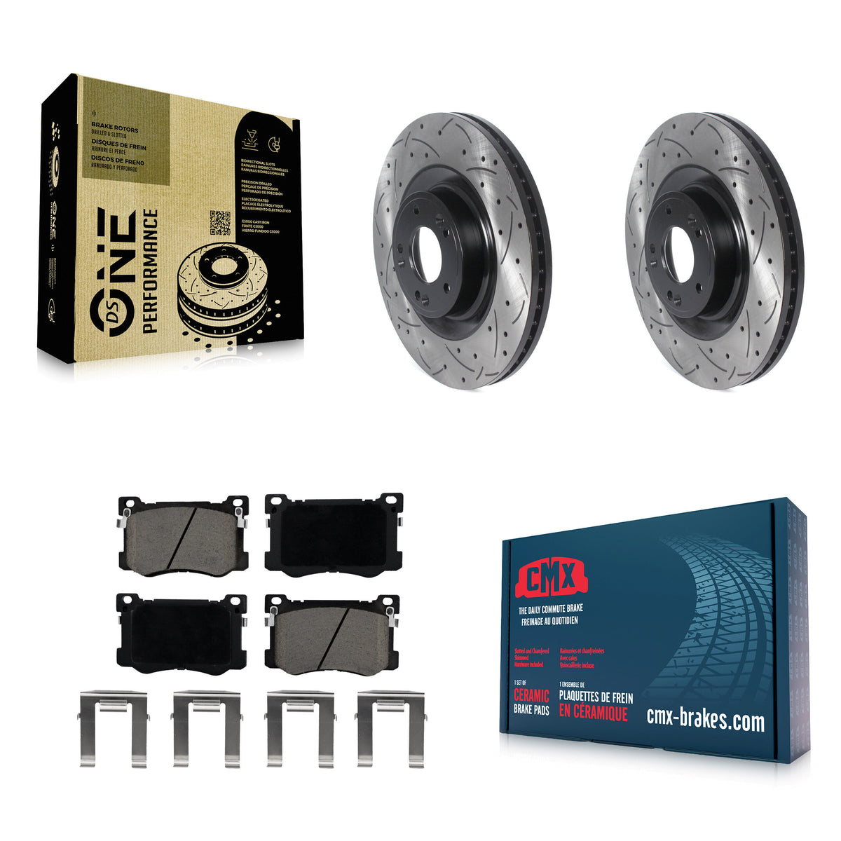 Front Drilled Slot Disc Brake Rotor Ceramic Pad Kit For Hyundai Genesis G80 Kia K900 3.8L KDC-100247