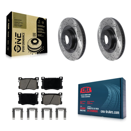Front Drilled Slot Disc Brake Rotor Ceramic Pad Kit For Hyundai Genesis G80 Kia K900 3.8L KDC-100247