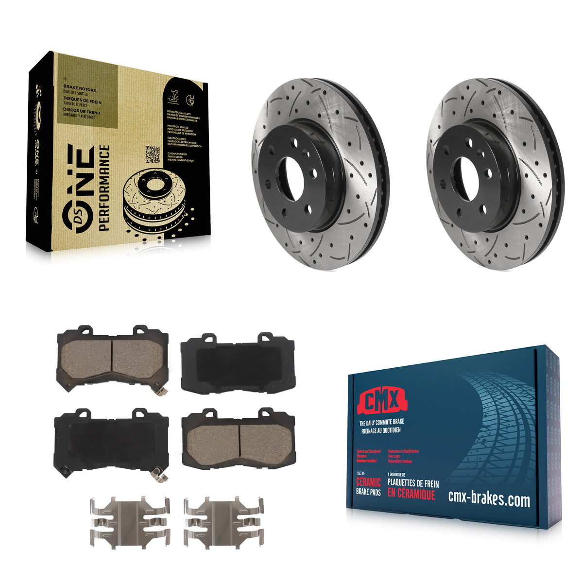 Front Drill Slot Brake Rotors Ceramic Pad Kit For 2015-2020 Chevrolet Colorado GMC Canyon KDC-100266
