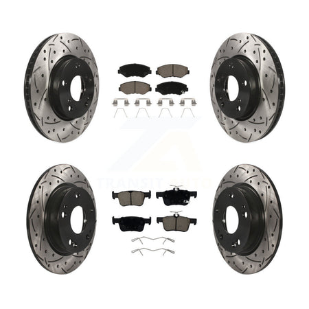Front Rear Coated Drilled Slotted Disc Brake Rotors And Ceramic Pads Kit For Honda Civic KDC-100342