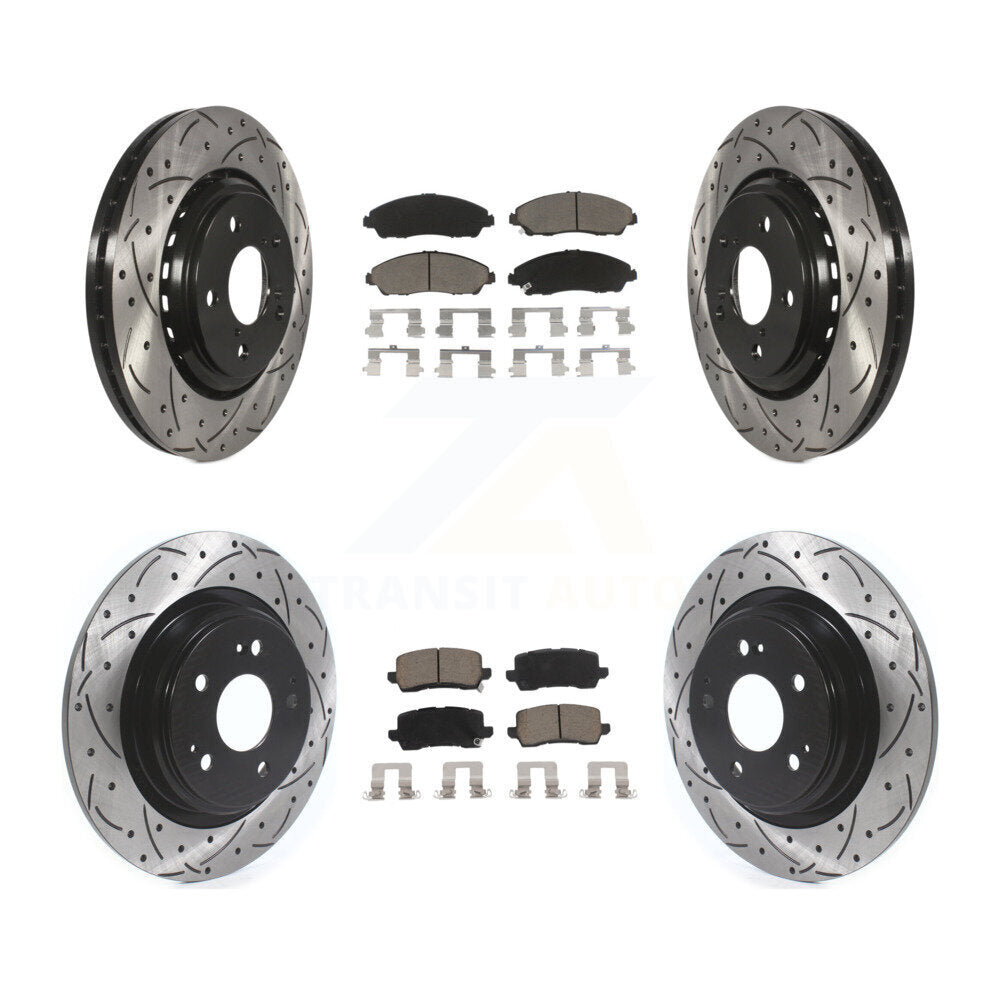 Front Rear Coated Drilled Slotted Disc Brake Rotors And Ceramic Pads Kit For Acura MDX KDC-100346