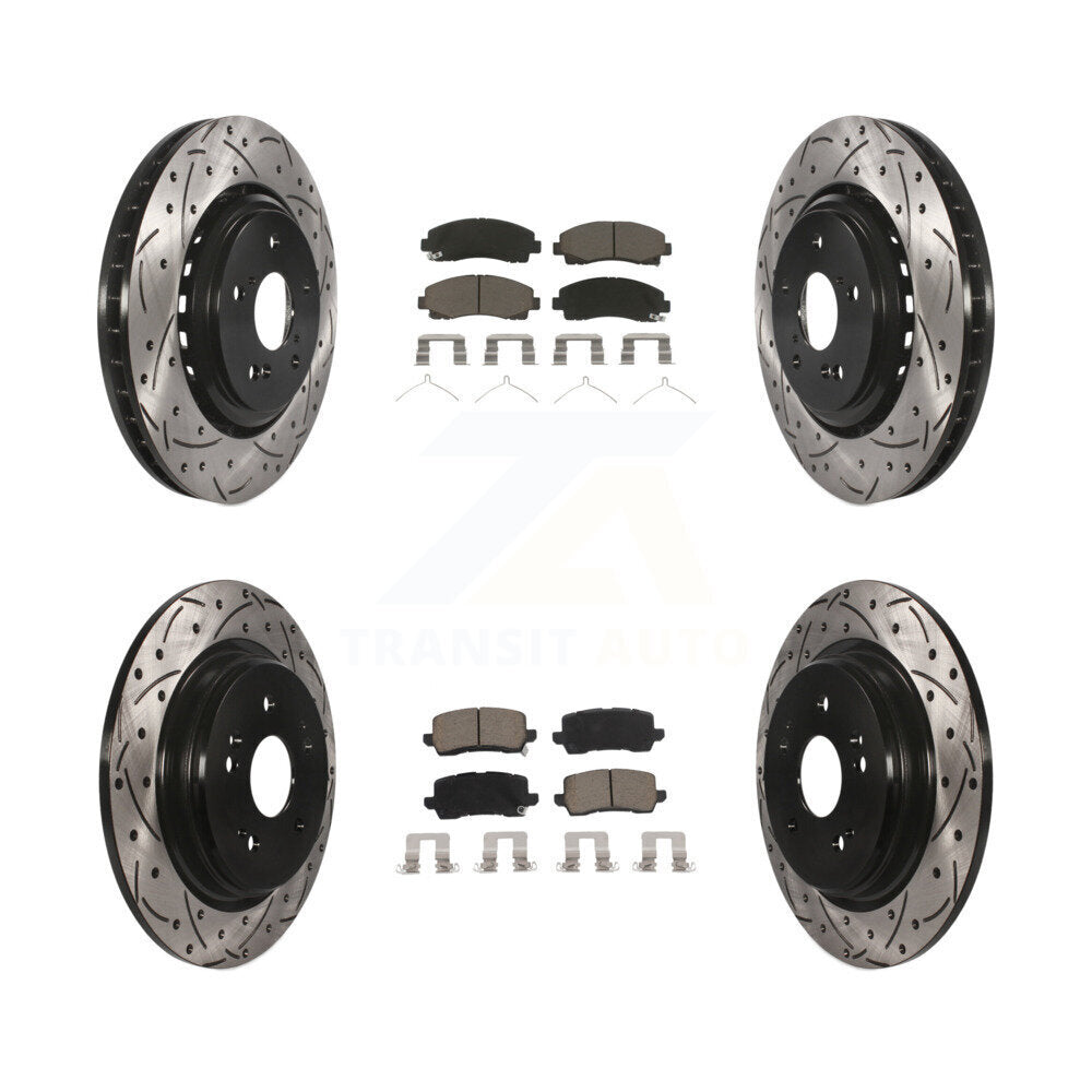 Front Rear Coated Drilled Slot Disc Brake Rotor & Ceramic Pad Kit For 2015-2020 Acura TLX KDC-100347