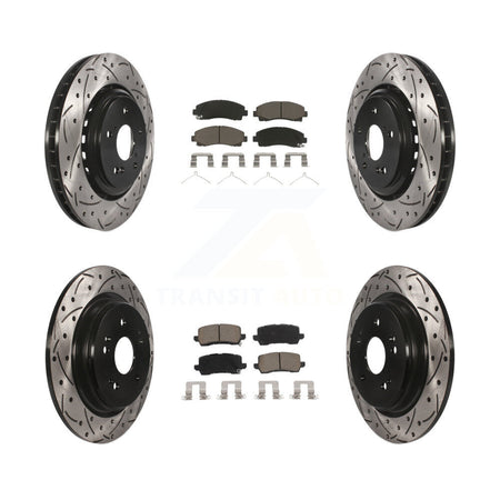 Front Rear Coated Drilled Slot Disc Brake Rotor & Ceramic Pad Kit For 2015-2020 Acura TLX KDC-100347