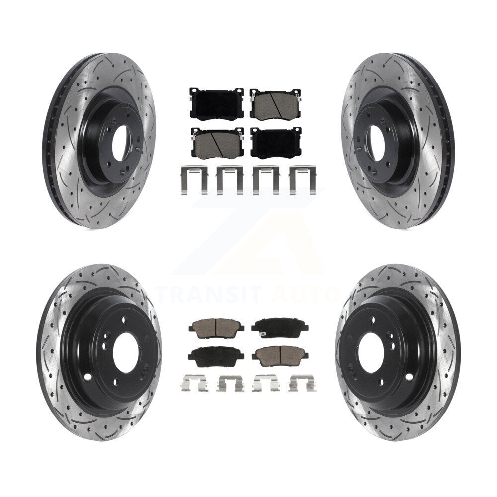 Front Rear Drilled Slot Brake Rotor Ceramic Pad Kit For Hyundai Genesis G80 Kia K900 3.8L KDC-100371