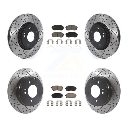 Front Rear Coated Drilled Slotted Disc Brake Rotors And Ceramic Pads Kit For Kia Optima KDC-100400