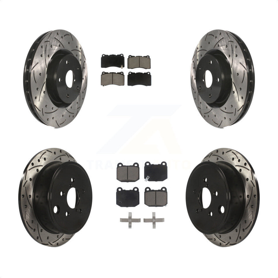 Front Rear Drill Slot Brake Rotors Ceramic Pad Kit For Subaru WRX With 17\\" Factory Wheels KDC-100466