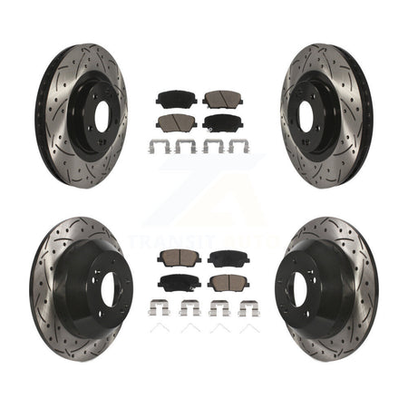 Front Rear Drill Slot Brake Rotors Ceramic Pad Kit For Kia Sorento Hyundai Santa Fe Sport KDC-100469