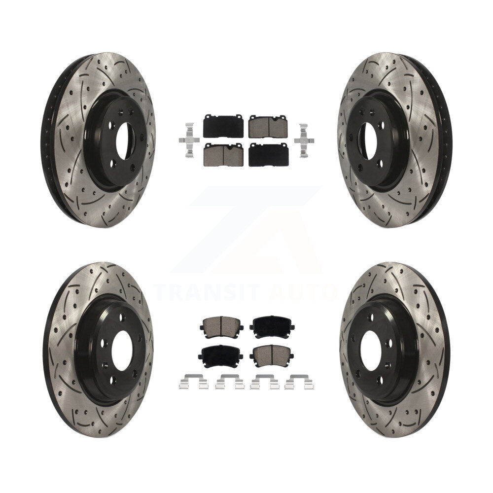 Front Rear Coat Drill Slot Disc Brake Rotors Ceramic Pad Kit For 2016 Audi Q5 FLEX engine KDC-100478