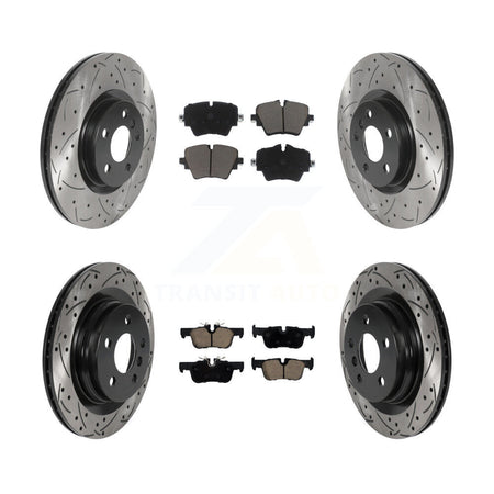 Front Rear Drilled Slot Brake Rotors Ceramic Pad Kit For BMW X1 X2 Mini Cooper Countryman KDC-100496