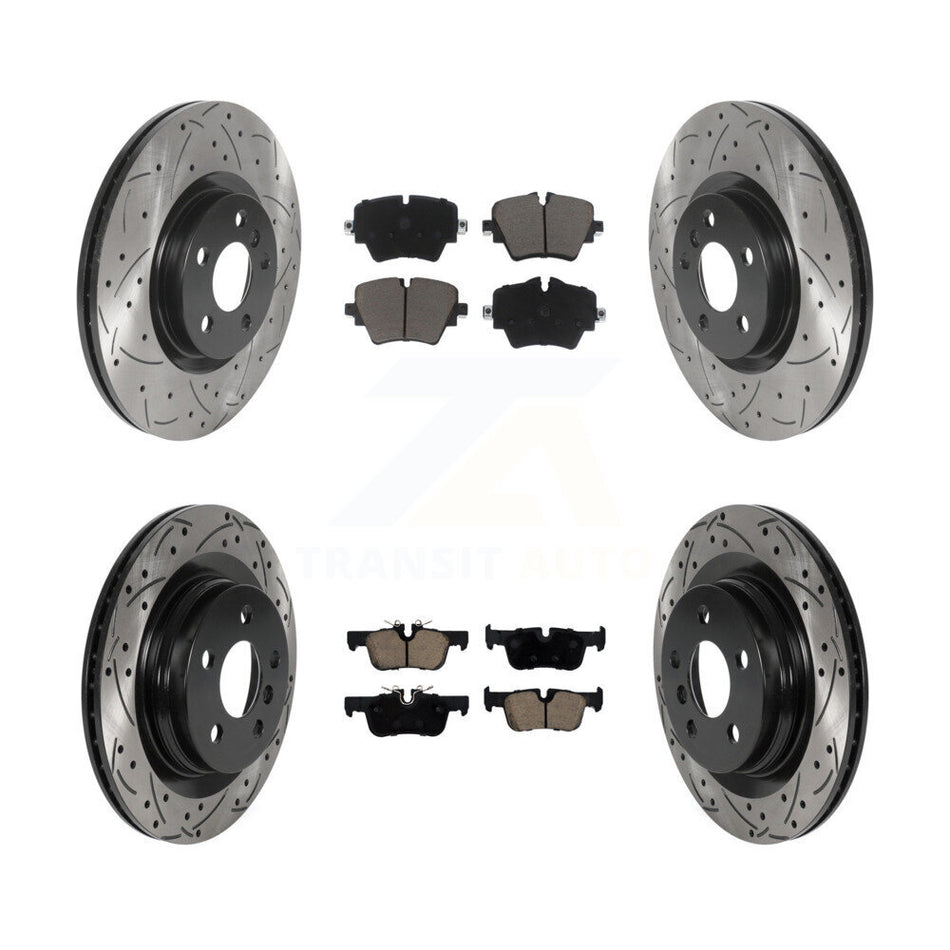 Front Rear Drilled Slot Brake Rotors Ceramic Pad Kit For BMW X1 X2 Mini Cooper Countryman KDC-100496
