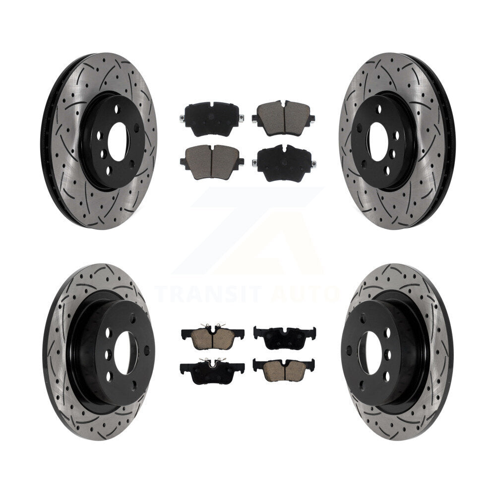 Front Rear Drill Slot Disc Brake Rotor Ceramic Pad Kit For Mini Cooper Countryman Clubman KDC-100497