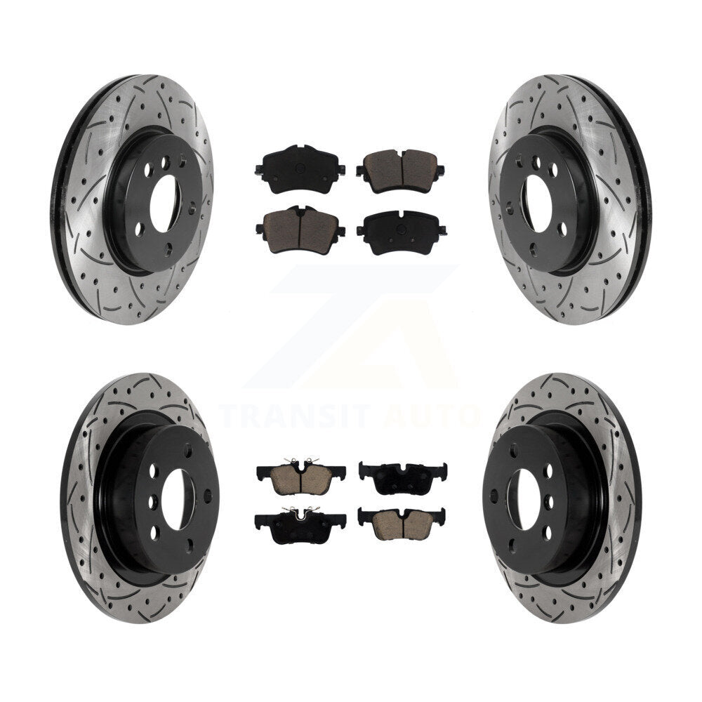 Front Rear Coated Drilled Slot Disc Brake Rotor & Ceramic Pad Kit For Mini Cooper Clubman KDC-100498