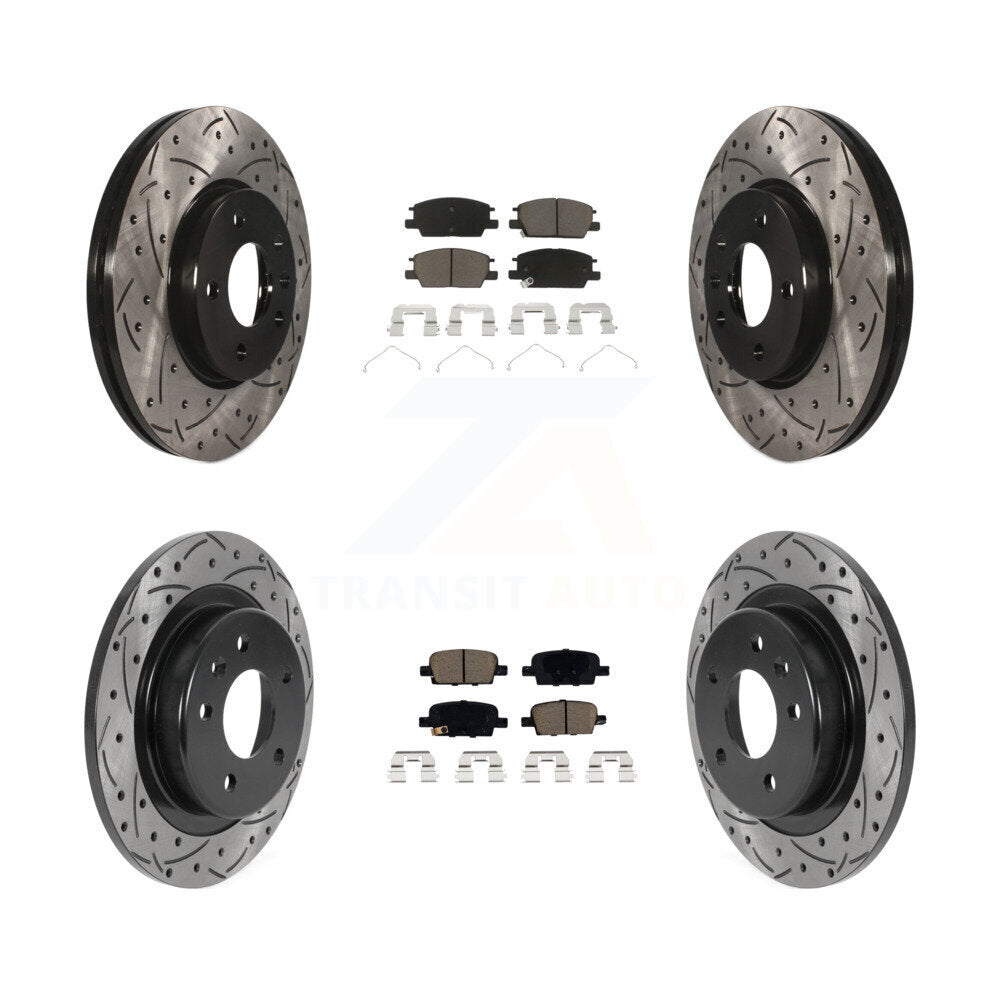 Front Rear Coated Drilled Slotted Disc Brake Rotor & Ceramic Pad Kit For Chevrolet Malibu KDC-100548