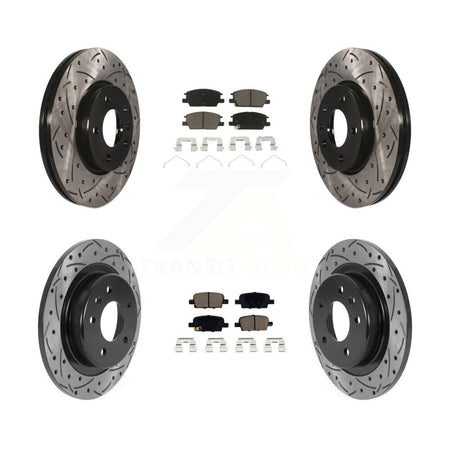 Front Rear Coated Drilled Slotted Disc Brake Rotor & Ceramic Pad Kit For Chevrolet Malibu KDC-100548