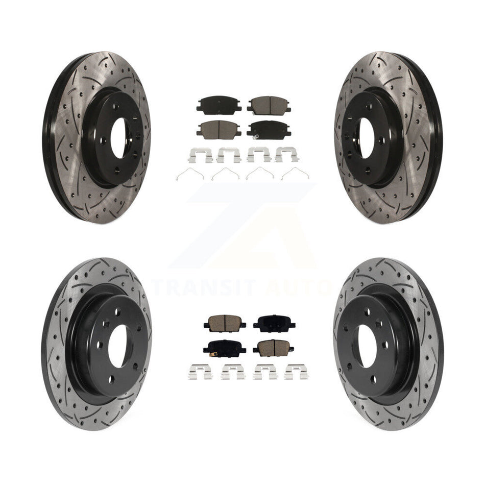 Front Rear Coated Drilled Slotted Disc Brake Rotor & Ceramic Pad Kit For Chevrolet Malibu KDC-100548