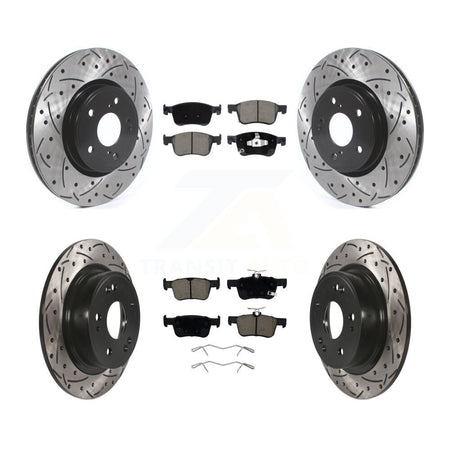 Front Rear Coated Drilled Slotted Disc Brake Rotors And Ceramic Pads Kit For Honda Accord KDC-100549