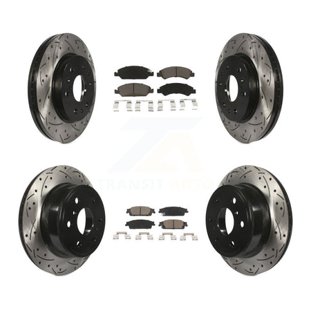 Front Rear Drill Slot Brake Rotor Ceramic Pad Kit For GMC Sierra 1500 Chevrolet Silverado KDC-100626