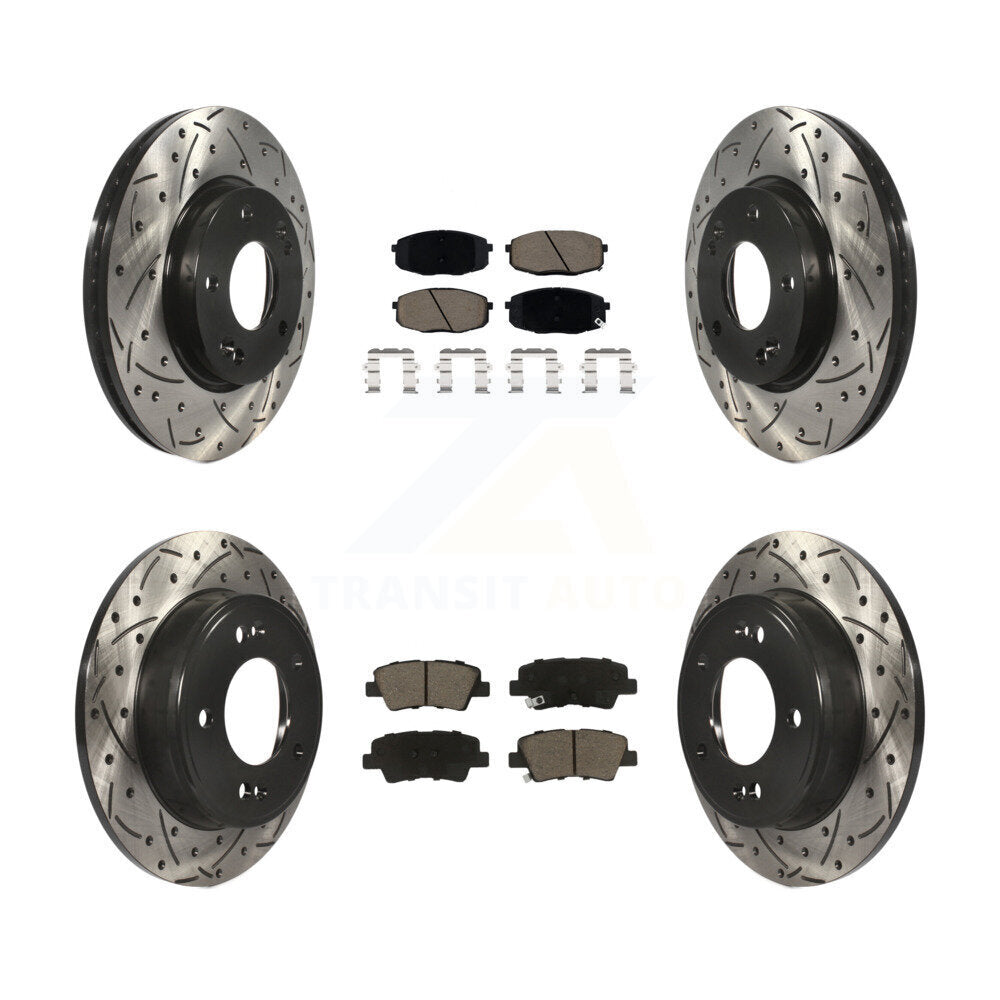 Front Rear Drill Slot Brake Rotor Ceramic Pad Kit For Kia Hyundai Forte Kona Soul Elantra KDC-100631