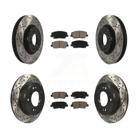 Front Rear Drilled Slot Brake Rotor Ceramic Pad Kit For Kia Forte Forte5 Hyundai Veloster KDC-100634