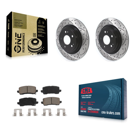Rear Coated Drilled Slotted Disc Brake Rotors And Ceramic Pad Kit For 2017-2020 Acura MDX KDC-100746