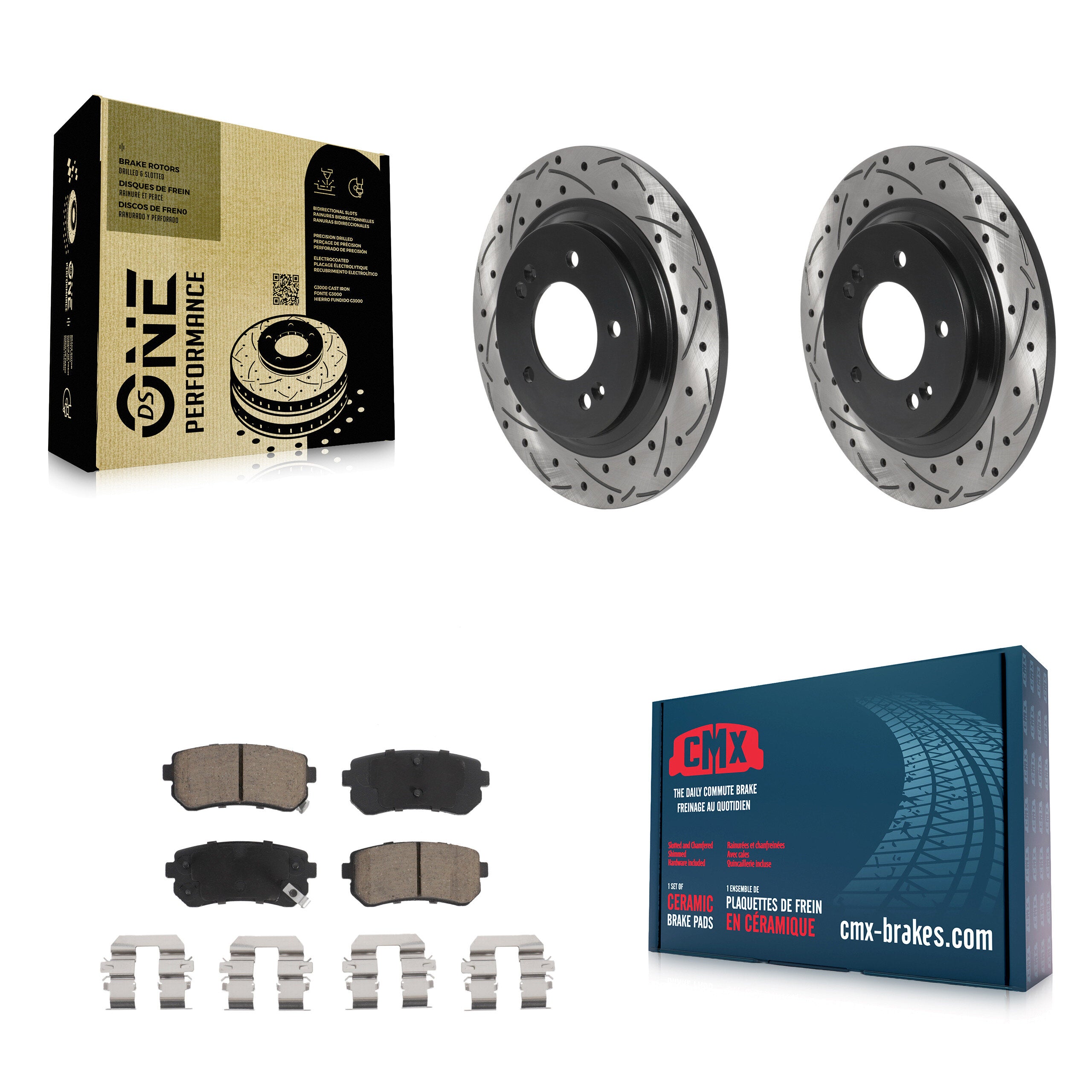 Rear Drill Slot Brake Rotor Ceramic Pad Kit For 16 Kia Optima With Electric Parking KDC-100769
