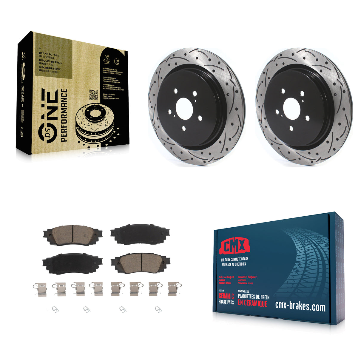 Rear Drilled Slot Disc Brake Rotors Ceramic Pad Kit For Lexus RX350 RX450h RX350L RX450hL KDC-100829