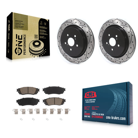 Rear Drilled Slot Disc Brake Rotors Ceramic Pad Kit For Lexus RX350 RX450h RX350L RX450hL KDC-100829