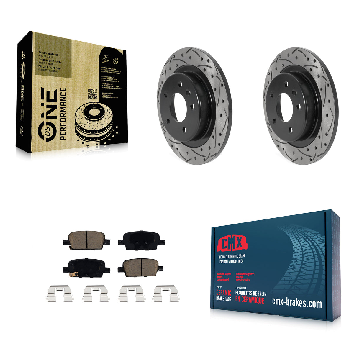 Rear Coated Drilled Slotted Disc Brake Rotors And Ceramic Pads Kit For Chevrolet Malibu KDC-100858