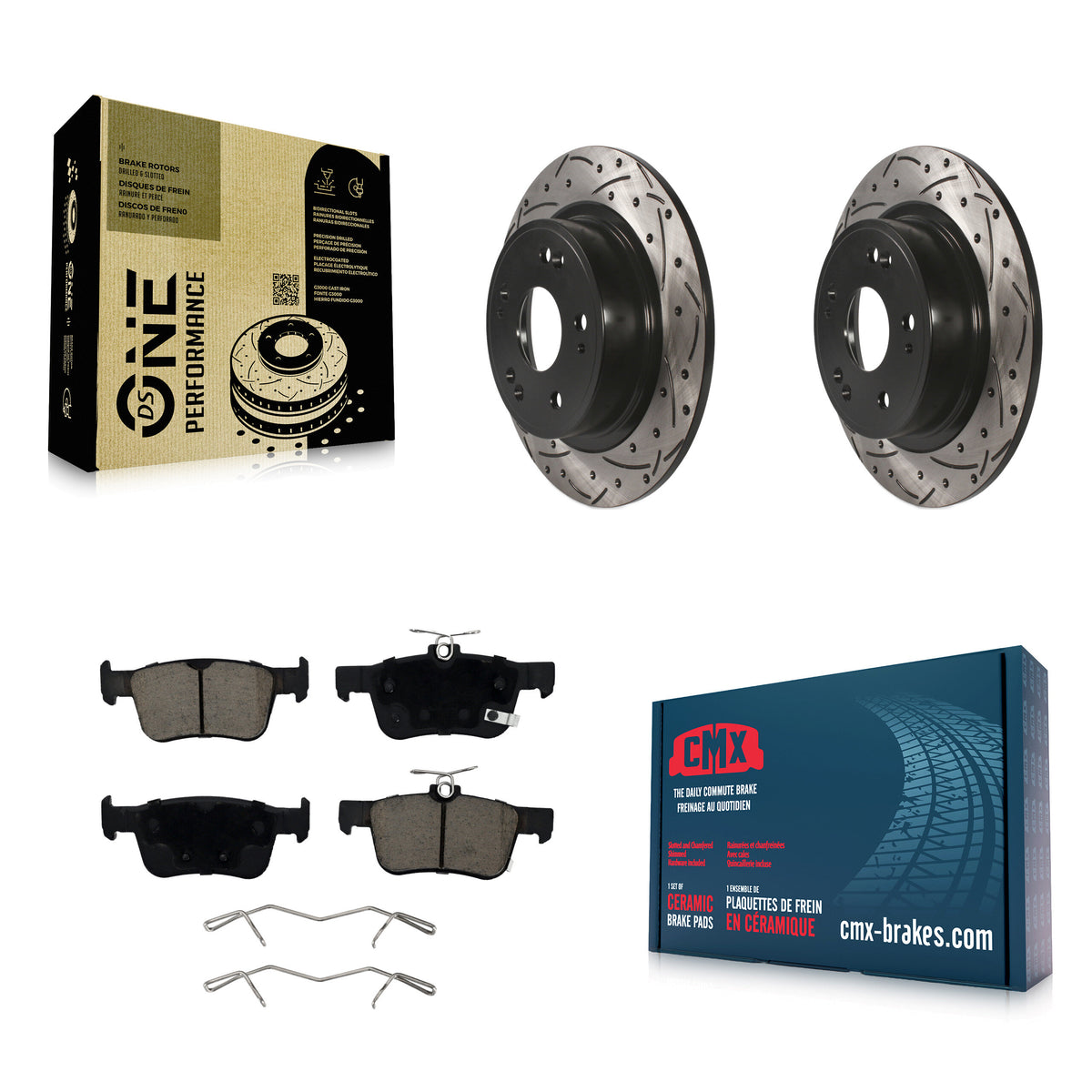 Rear Coated Drilled Slotted Disc Brake Rotor & Ceramic Pad Kit For 2018-2024 Honda Accord KDC-100860