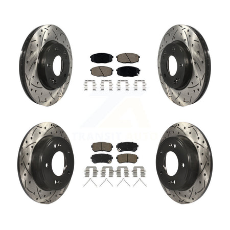 Front Rear Coated Drill Slot Disc Brake Rotor Ceramic Pad Kit For Hyundai Kona Kia Seltos KDC-100938