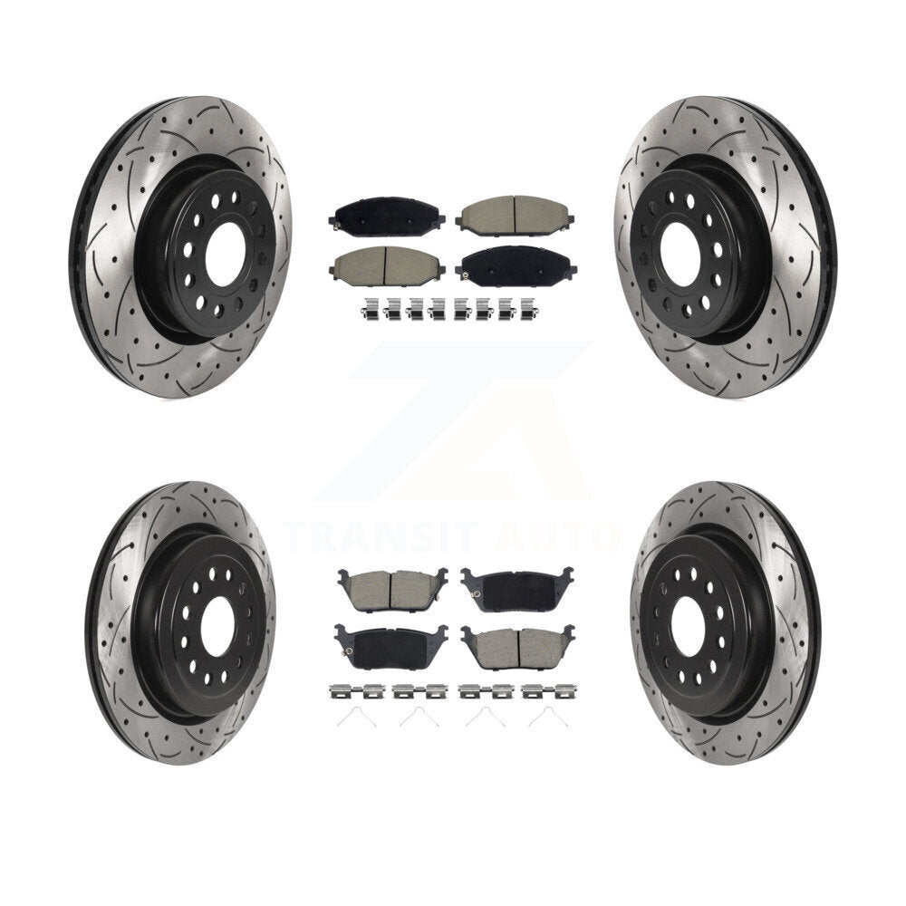Front Rear Coated Drilled Slotted Disc Brake Rotors And Ceramic Pads Kit For Ram 1500 KDC-100939