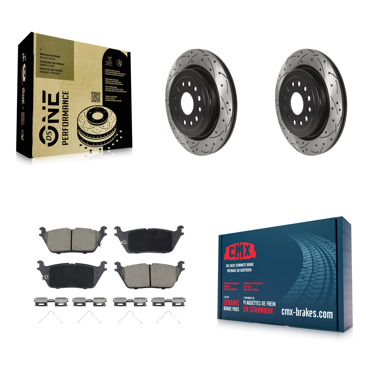 Rear Coated Drilled Slotted Disc Brake Rotors And Ceramic Pads Kit For Ram 1500 KDC-100946