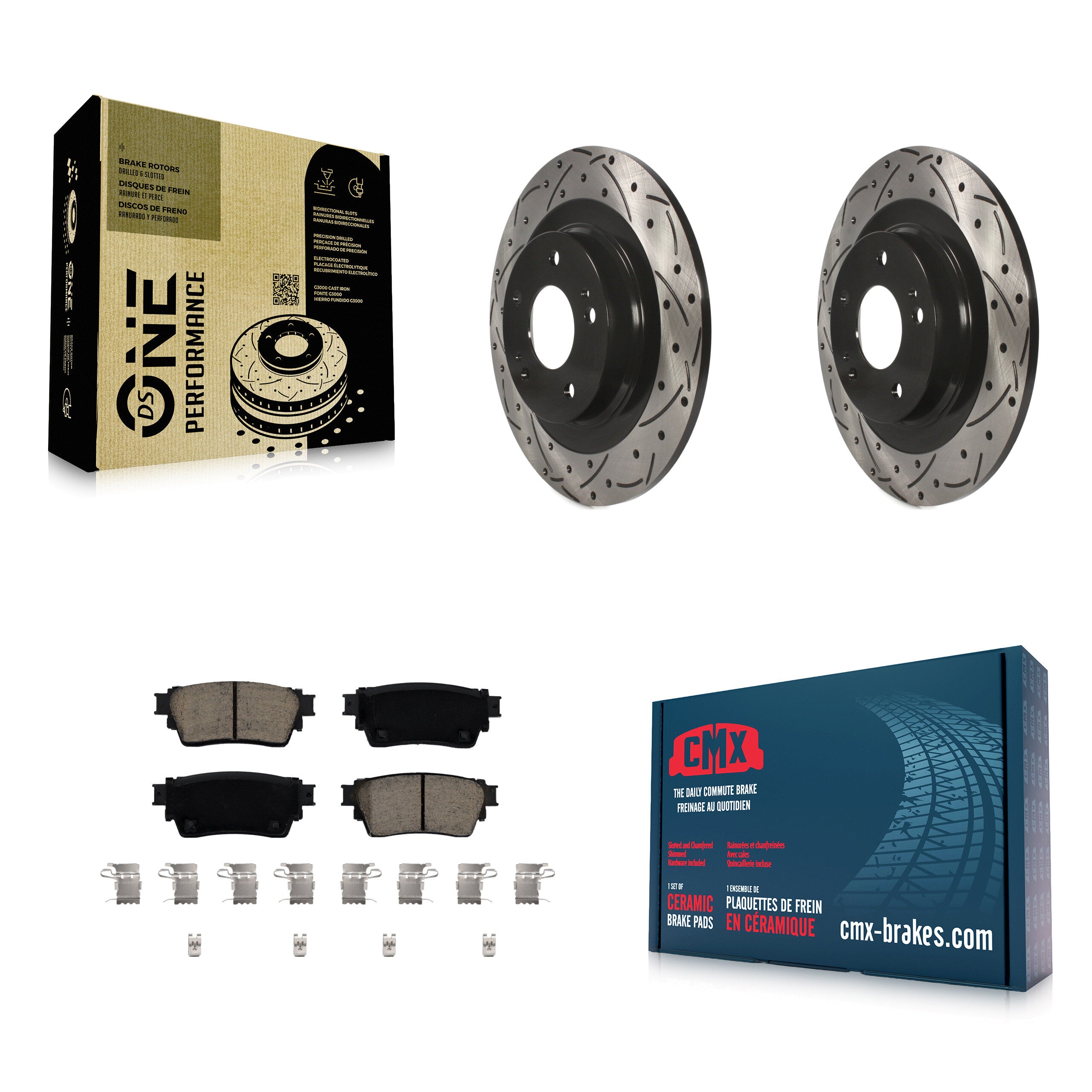 Rear Drilled Slot Brake Rotor Ceramic Pad Kit For Mitsubishi Outlander Eclipse Cross PHEV KDC-100947