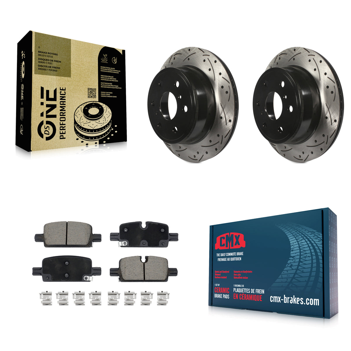 Rear Drill Slot Brake Rotor Ceramic Pad Kit For GMC Sierra 1500 With Manual Parking KDC-100948
