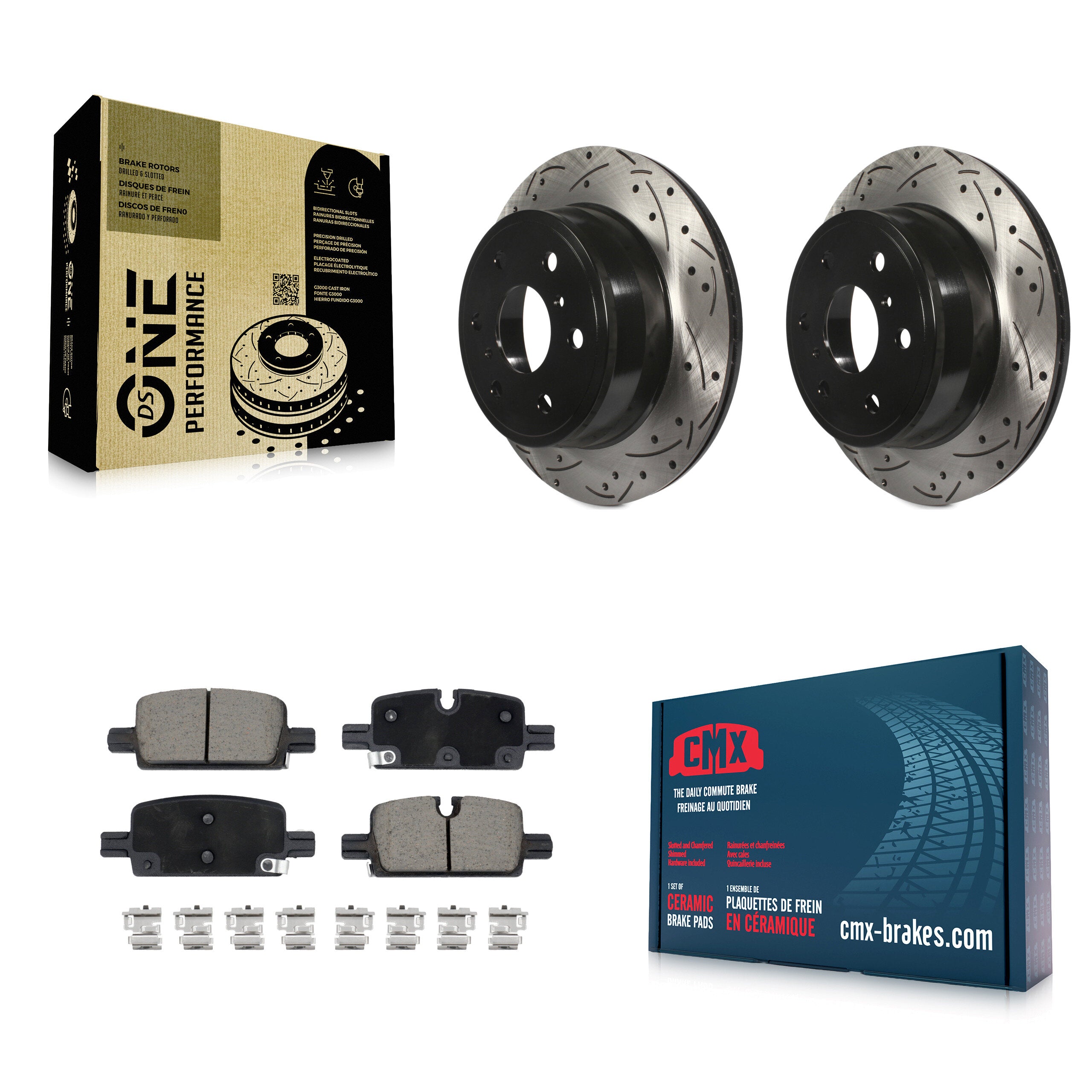 Rear Drill Slot Brake Rotor Ceramic Pad Kit For GMC Sierra 1500 With Manual Parking KDC-100948