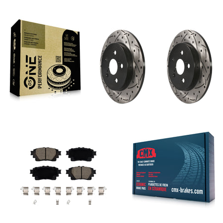 Rear Coated Drilled Slotted Disc Brake Rotor Ceramic Pad Kit For 2019 Toyota Corolla 1.8L KDC-100949