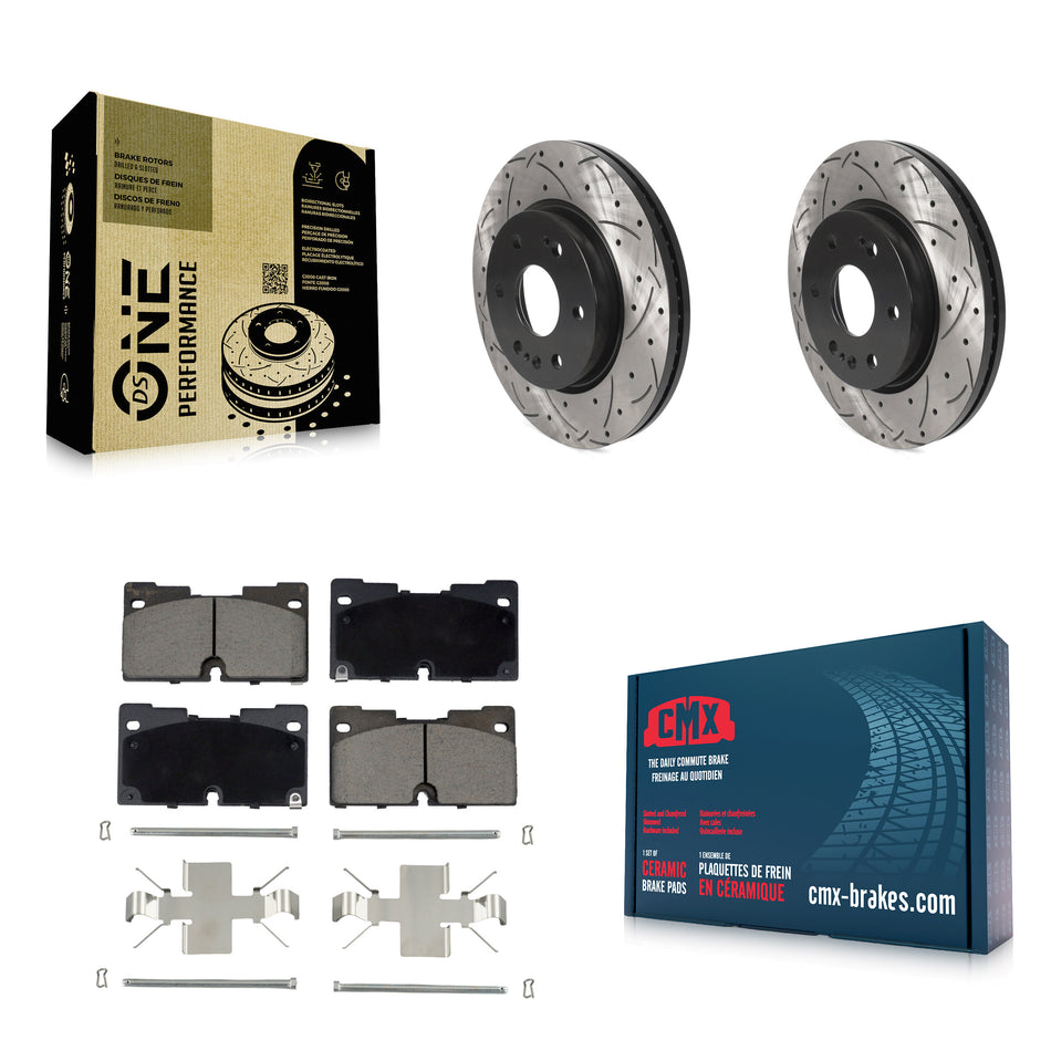 Front Drilled Slot Brake Rotor Ceramic Pad Kit For GMC Chevrolet Silverado 1500 Sierra XL KDC-100951