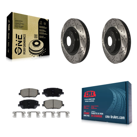 Front Coated Drilled Slot Disc Brake Rotor Ceramic Pad Kit For 2019-2020 Hyundai Santa Fe KDC-100953