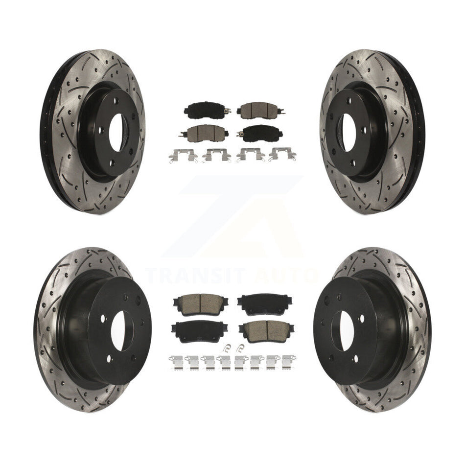 Front Rear Drilled Slot Disc Brake Rotors Ceramic Pad Kit For 2019-2020 Nissan Altima AWD KDC-100958