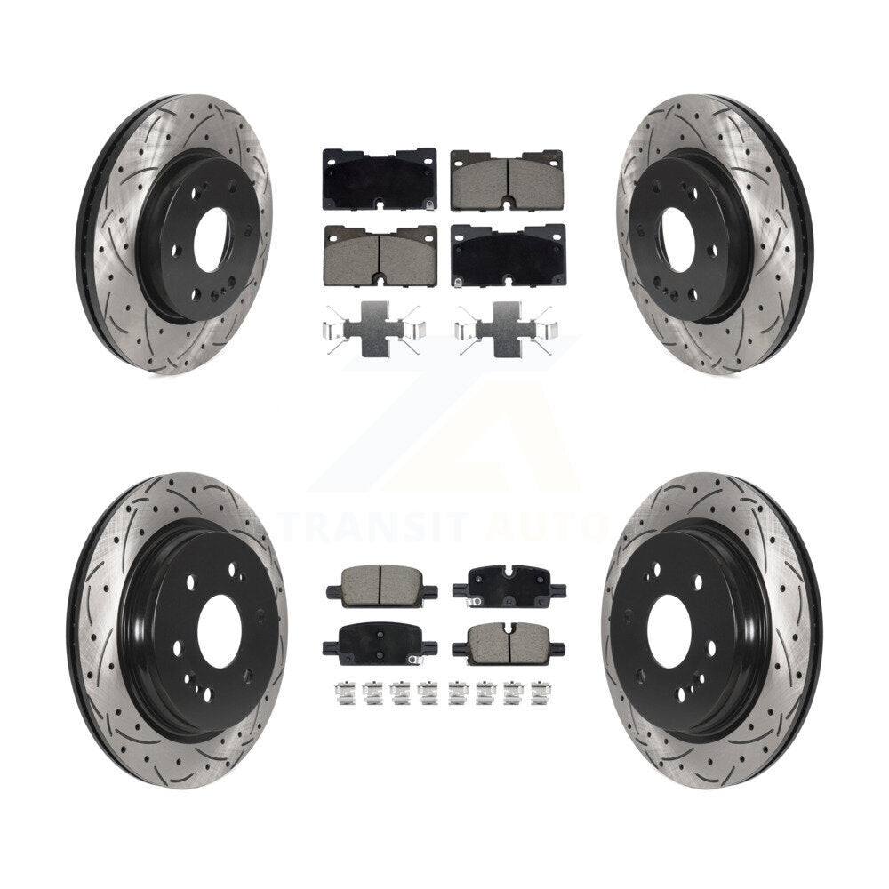 Front Rear Drill Slot Brake Rotor Ceramic Pad Kit For Chevrolet GMC Silverado 1500 Sierra KDC-100959