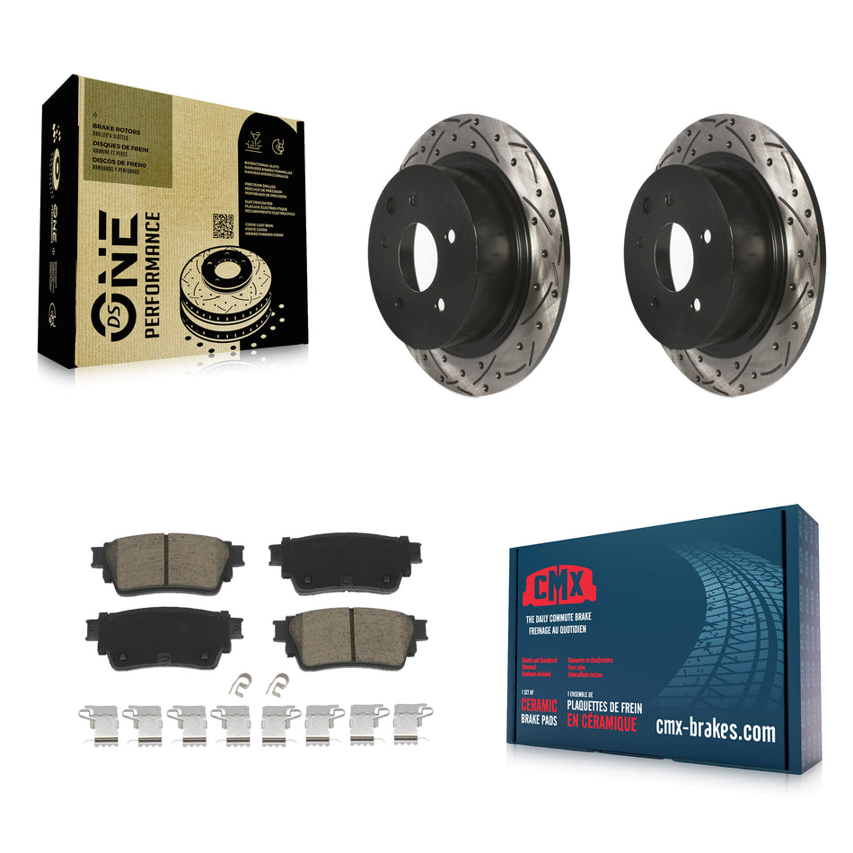 Rear Drilled Slot Brake Rotor Ceramic Pad Kit For Nissan Altima With Manual Parking KDC-100964
