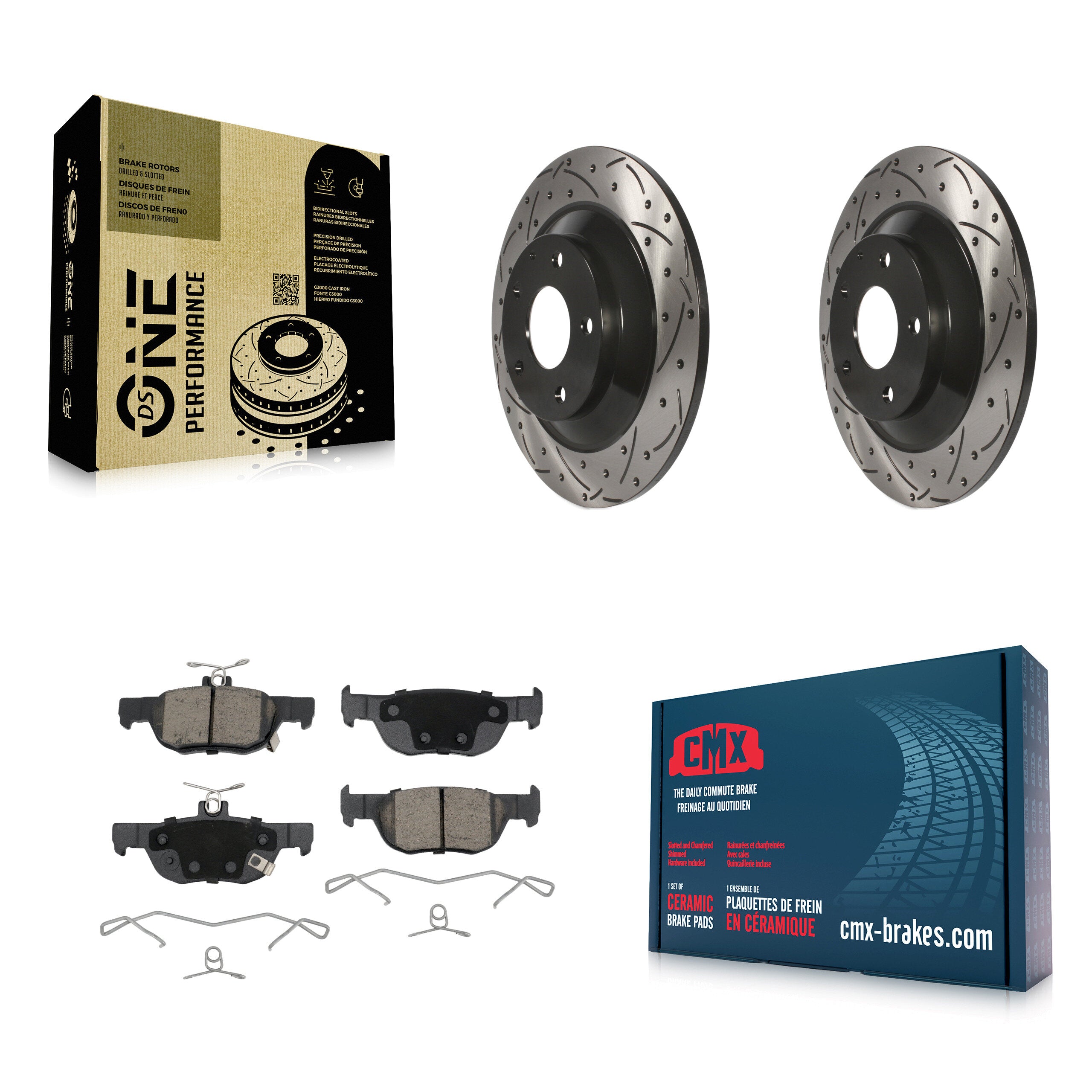 Rear Coated Drilled Slotted Disc Brake Rotor And Ceramic Pad Kit For Mazda CX-30 MX-30 EV KDC-100972