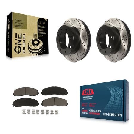 Front Coat Drill Slot Disc Brake Rotor Ceramic Pad Kit For 2013 Ford F-250 Super Duty 4WD KDC-100980
